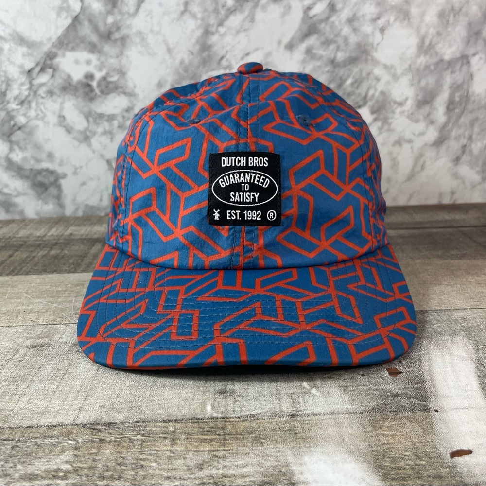 Dutch Bros Hat Cap Blue Orange Geometric Adjustable Strapback Logo Mens Adults